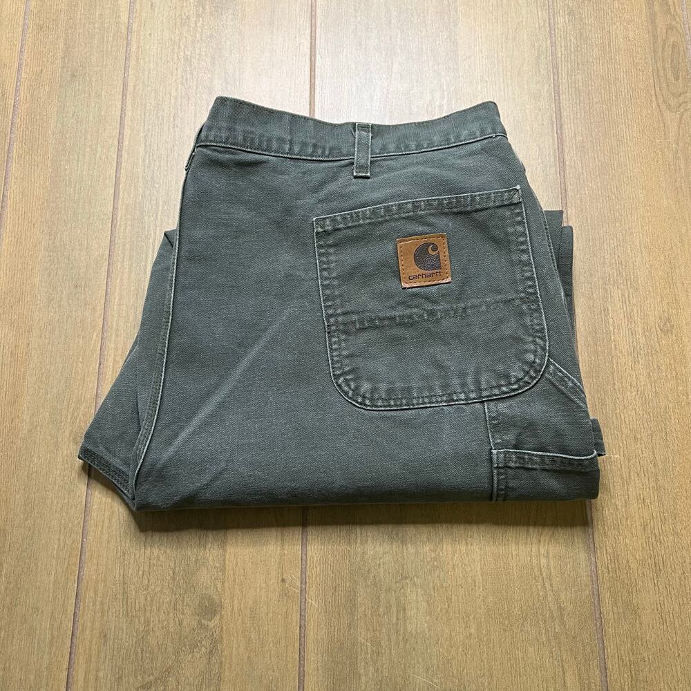 Vintage Carhartt B11 MOS Carpenter Work Pants 44x30 Moss Green Canvas Y2K